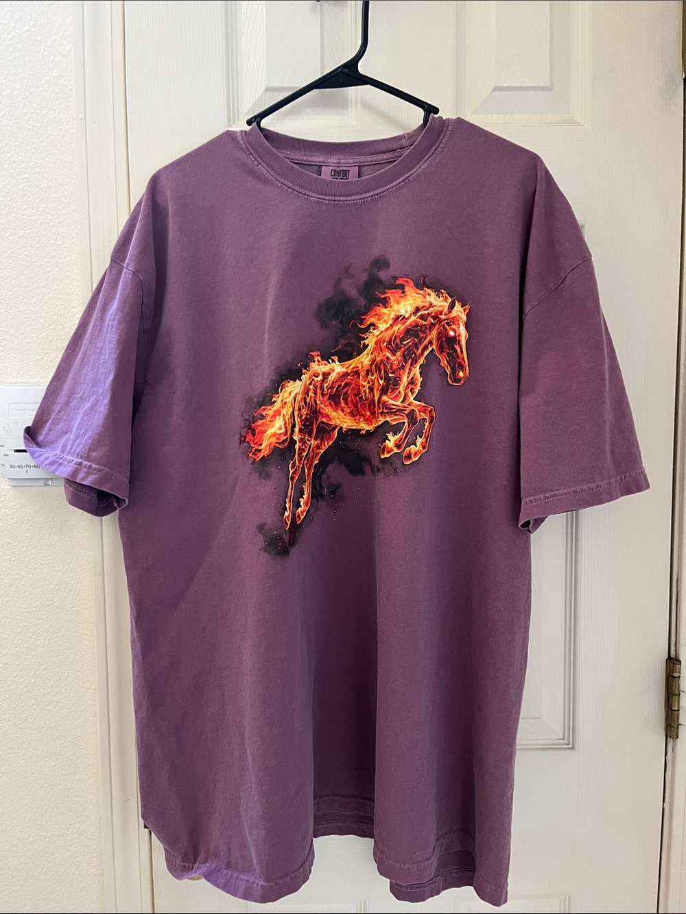 Comfort Colors Purple Short-Sleeve Tee with Flaming Horse Graphic